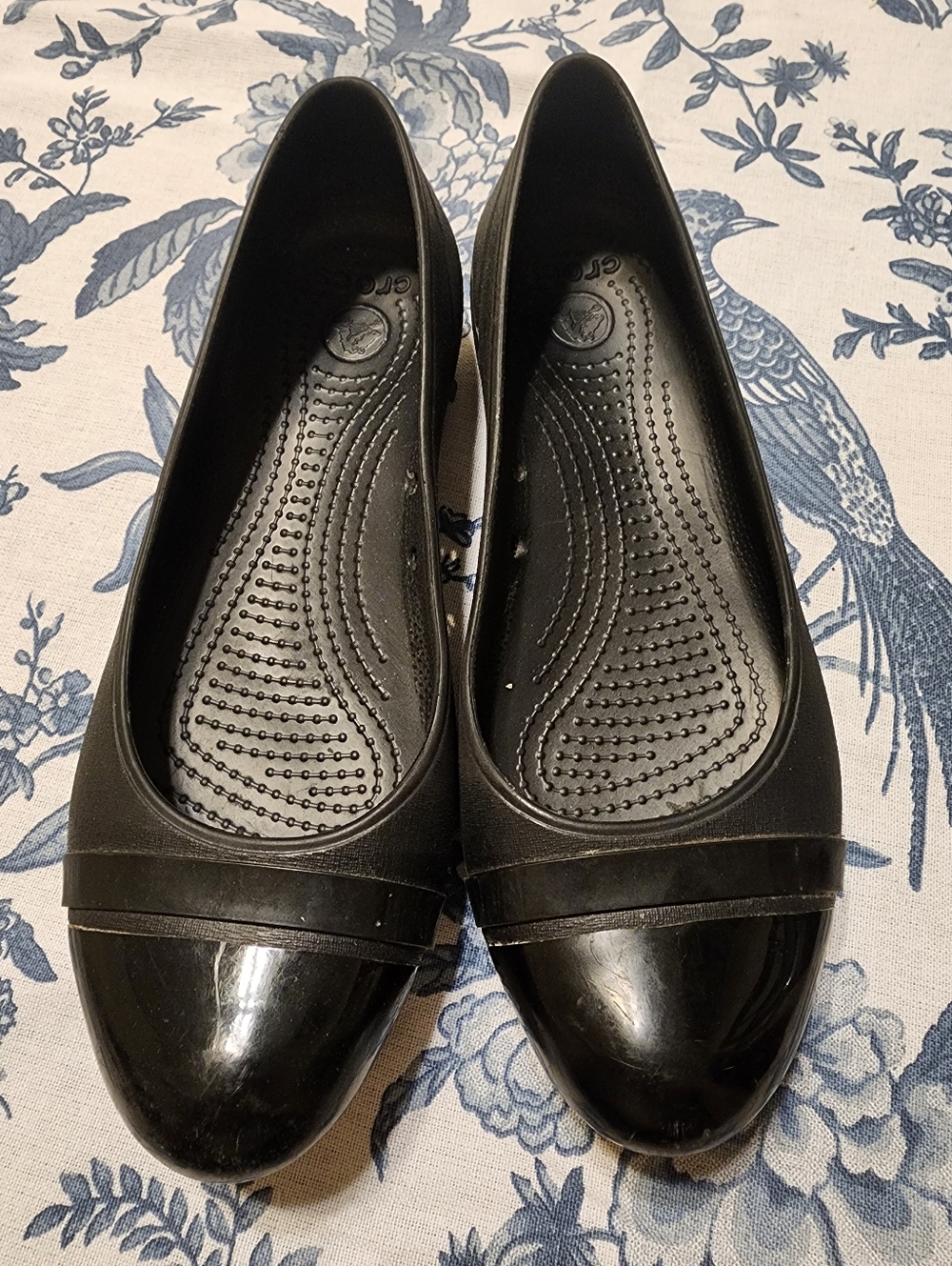 CROCS Cap Toe Ballet Flats Womens 8 Black Slip On Standard Fit